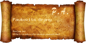 Paukovits Arany névjegykártya
